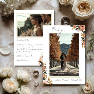 Remerciements Carte de Remerciement de Mariage Florale Élégante