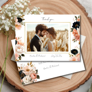 Remerciements Carte de Remerciement de Mariage Florale Élégante