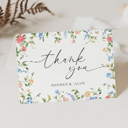 Remerciements Carte de remerciement de mariage florale Élégante 