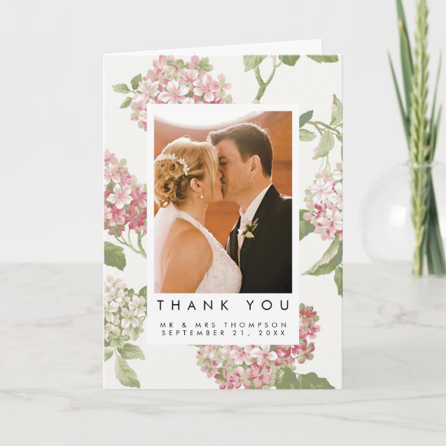 Remerciements carte de remerciement de mariage florale hydrangea (Devant)