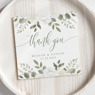 Remerciements Carte de Remerciement de Mariage Florale Ivoire et