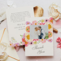 Carte de remerciement de mariage florale lumineuse