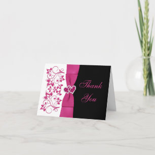 Remerciements Carte de remerciement de mariage florale rose, bla