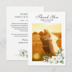 Remerciements Carte de remerciement de mariage florale Rose Blan