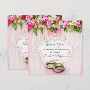 Remerciements Carte de Remerciement de Mariage Florale Rose Clai
