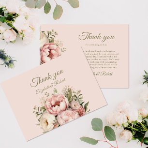 Remerciements Carte de remerciement de mariage florale rose pous