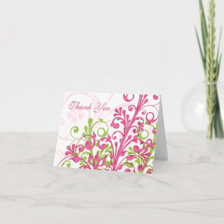 Remerciements Carte de remerciement de mariage florale rose vert