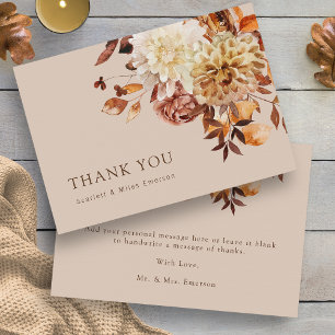 Remerciements Carte de remerciement de mariage florale taupe aut