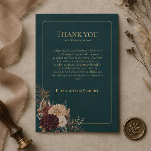 Remerciements Carte de remerciement de mariage gothique floral s
