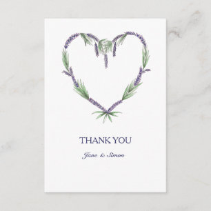 Remerciements Carte de remerciement de mariage Lavender Heart