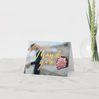 Remerciements Carte de Remerciement de Mariage Luxueuse avec Fau