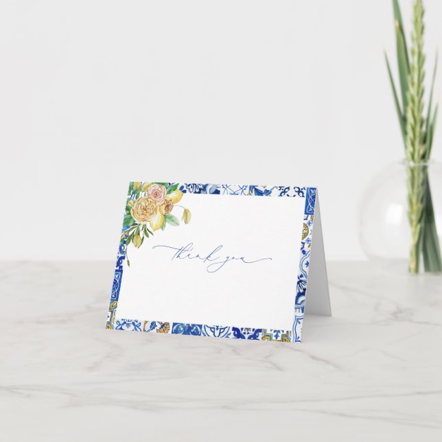 Remerciements Carte de Remerciement de Mariage Méditerranéen au  (Devant)