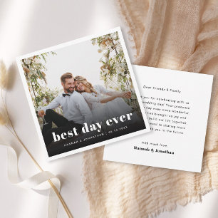Remerciements Carte de remerciement de mariage Meilleur Jour Jam