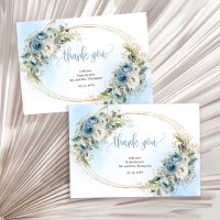 Carte de remerciement de mariage Minimal Dusty Blu