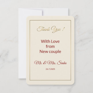 Remerciements Carte de remerciement de mariage minimaliste.
