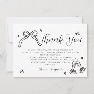 Remerciements Carte de remerciement de mariage minimaliste dessi