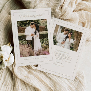 Remerciements Carte de remerciement de mariage minimaliste Love 