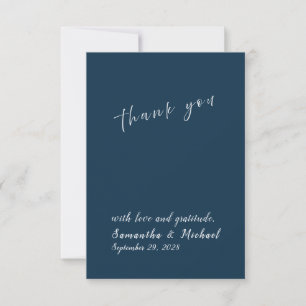 Remerciements Carte de remerciement de mariage minimaliste Navy