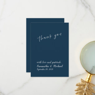 Remerciements Carte de remerciement de mariage minimaliste Navy