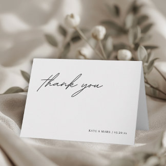 Remerciements Carte de remerciement de mariage minimaliste pliée