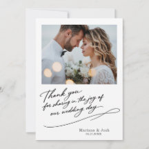 Carte de remerciement de mariage moderne avec 2 ph
