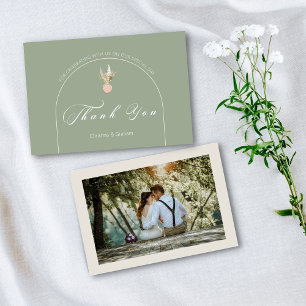 Remerciements Carte de remerciement de mariage moderne vert saug