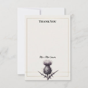 Remerciements Carte de remerciement de mariage Monochrome Thistl