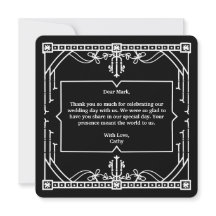 Carte de remerciement de mariage noir