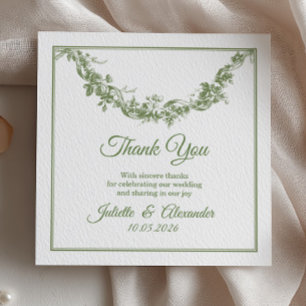 Remerciements Carte de remerciement de mariage Olive Sage Toile