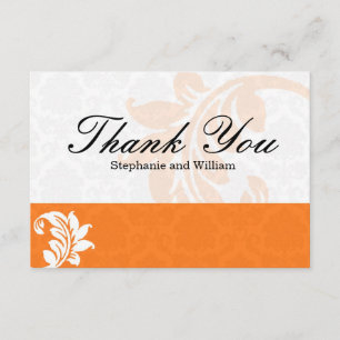 Remerciements Carte de remerciement de mariage Orange Damask
