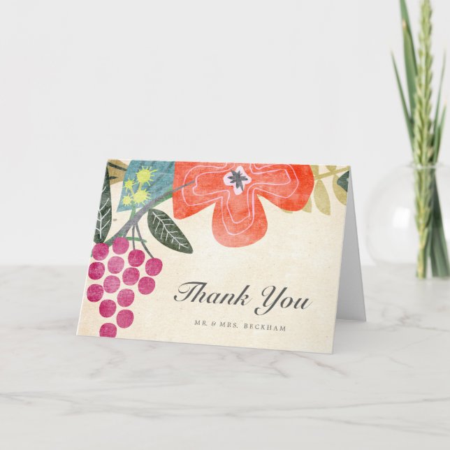 Remerciements Carte de remerciement de mariage Paradis Rustique (Devant)