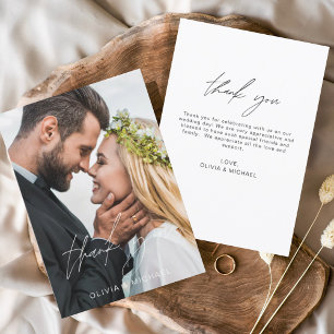 Remerciements Carte de remerciement de mariage photo à écriture 