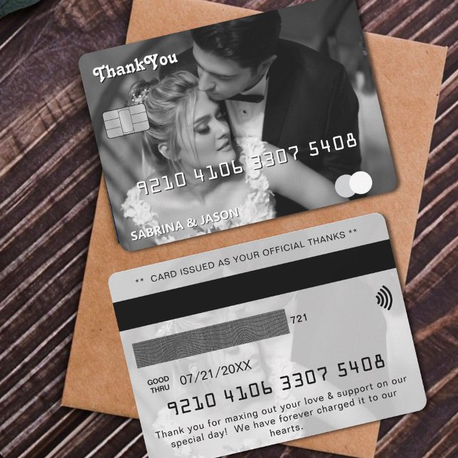 Remerciements Carte de remerciement de mariage photo carte de cr (Credit Card Photo Wedding Thank You Card
)