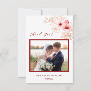 Remerciements Carte de remerciement de mariage photo de fleurs d