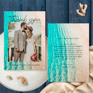Remerciements Carte de remerciement de mariage photo de plage tr