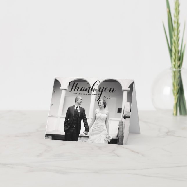 Remerciements Carte de remerciement de mariage photo d'écriture  (Devant)