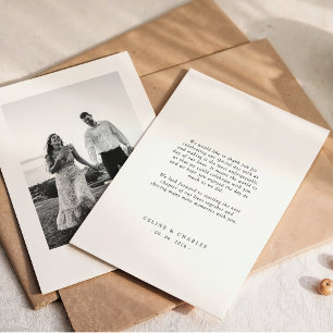 Remerciements Carte de remerciement de mariage photo élégante cl