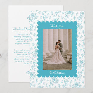Remerciements Carte de Remerciement de Mariage Photo Fleur Turqu
