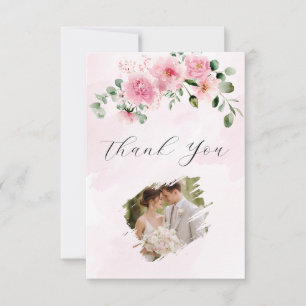 Remerciements Carte de remerciement de mariage photo florale ros