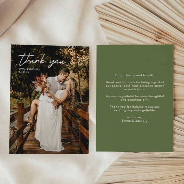 Remerciements Carte de remerciement de mariage photo minimale (Créateur téléchargé)