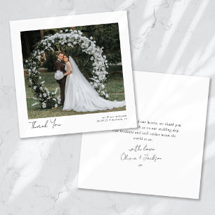 Remerciements Carte de remerciement de mariage photo minimaliste