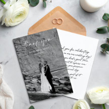 Carte de remerciement de mariage photo simple mode