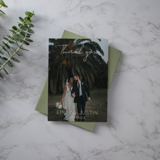Remerciements Carte de remerciement de mariage photo simple mode