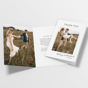 Remerciements Carte de remerciement de mariage pliée 2 photos Mi