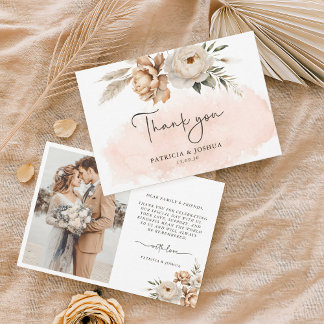 Remerciements Carte de remerciement de mariage Rustique Boho