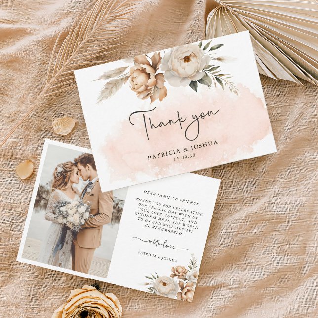 Remerciements Carte de remerciement de mariage Rustique Boho (Créateur téléchargé)