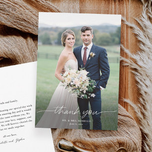 Remerciements Carte de remerciement de mariage simple avec photo
