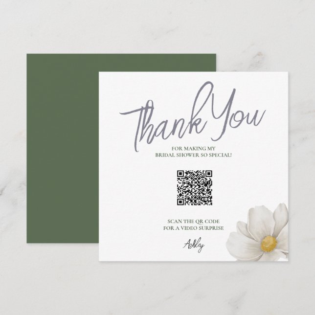 Remerciements Carte de remerciement de mariage simple code QR bl (Devant / Derrière)