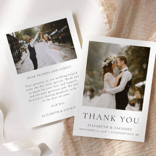 Remerciements Carte de remerciement de mariage simple minimalist