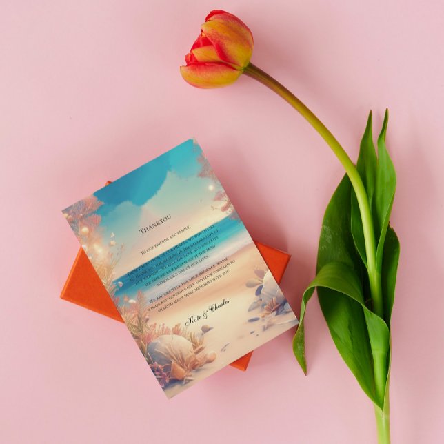 Remerciements carte de remerciement de mariage sur la plage (Créateur téléchargé)